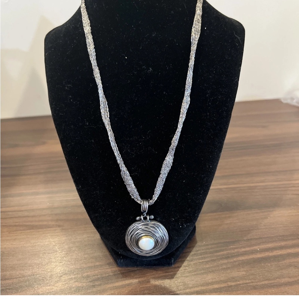 Sterling and pearl artisan necklace